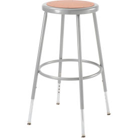 Global Industrial 688306 Interion® Steel Shop Stool with Hardboard Seat  Adjustable Height 25"-33" - Gray - Pack of 2 image.