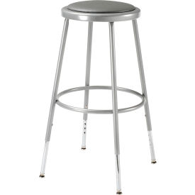 Global Industrial 688308 Interion® Steel Shop Stool with Padded Seat - Adjustable Height 25" - 33" - Gray - Pack of 2 image.