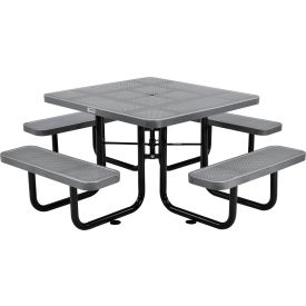 Global Industrial 694551GY Global Industrial™ 46" Square Picnic Table, Perforated Metal, Gray image.