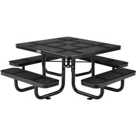 Global Industrial 46" Square Kids Picnic Table Perforated Metal Black 