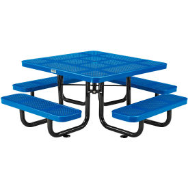 Global Industrial 46" Square Kids Picnic Table Perforated Metal Blue 
