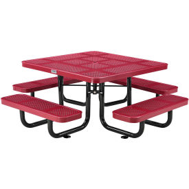 Global Industrial 694551KRD Global Industrial™ 46" Square Kids Picnic Table, Perforated Metal, Red image.