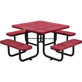 Global Industrial 694551RD Global Industrial™ 46" Square Picnic Table, Perforated Metal, Red image.