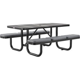 Global Industrial 694553BKS Global Industrial™ 6 Rectangular Picnic Table w/ Seat Cushions, Perforated Metal, Black image.