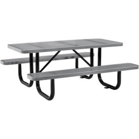 Global Industrial 694553GY Global Industrial™ 6 Rectangular Picnic Table, Perforated Metal, Gray image.