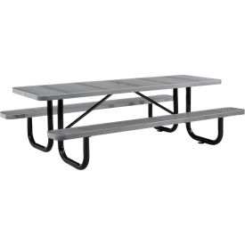 Global Industrial 694555GY Global Industrial™ 8 Rectangular Picnic Table, Perforated Metal, Gray image.