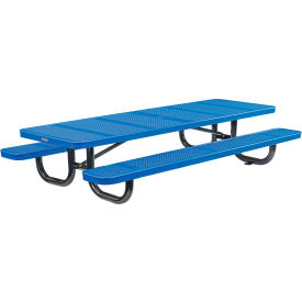 Global Industrial 694555KBL Global Industrial™ 8 Rectangular Kids Picnic Table, Perforated Metal, Blue image.