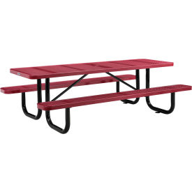 Global Industrial 694555RD Global Industrial™ 8 Rectangular Picnic Table, Perforated Metal, Red image.