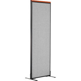 Global Industrial 695791FGY Interion® Deluxe Freestanding Office Partition Panel, 24-1/4"W x 97-1/2"H, Gray image.