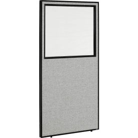 Global Industrial 695787WGY Interion® Office Partition Panel With Partial Window, 24-1/4"W x 96"H, Gray image.