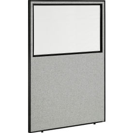 Global Industrial 695789WGY Interion® Office Partition Panel With Partial Window, 48-1/4"W x 96"H, Gray image.
