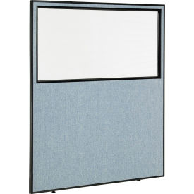 Global Industrial 695790WBL Interion® Office Partition Panel With Partial Window, 60-1/4"W x 96"H, Blue image.