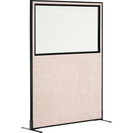 Interion Freestanding Office Partition Panel with Partial Window, 48-1/4
