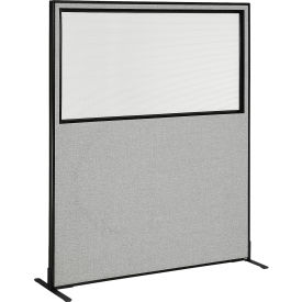 Interion Freestanding Office Partition Panel with Partial Window, 60-1/4