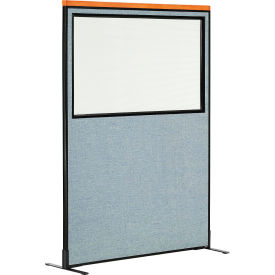 Interion Deluxe Freestanding Office Partition Panel w/Partial Window 48-1/4