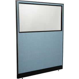 Global Industrial 695790WNBL Interion® Office Partition Panel with Partial Window & Raceway, 60-1/4"W x 100"H, Blue image.