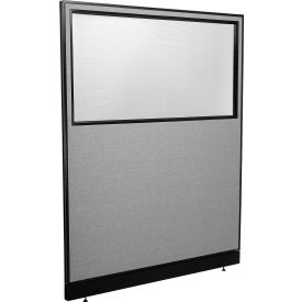 Global Industrial 695790WNGY Interion® Office Partition Panel with Partial Window & Raceway, 60-1/4"W x 100"H, Gray image.