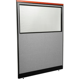 Global Industrial 695790DWNGY Interion® Deluxe Office Partition Panel w/Partial Window & Raceway 60-1/4"W x 101-1/2"H Gray image.