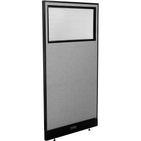 Global Industrial 695788WEGY Interion® Electric Office Partition Panel with Partial Window, 36-1/4"W x 100"H, Gray image.