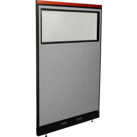 Global Industrial 695789DWEGY Interion® Deluxe Electric Office Partition Panel with Partial Window, 48-1/4"W x 101-1/2"H Gray image.