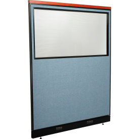Global Industrial 695790DWEBL Interion® Deluxe Electric Office Partition Panel with Partial Window, 60-1/4"W x 101-1/2"H Blue image.