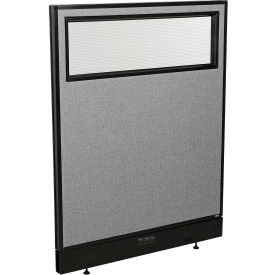Global Industrial 9900015775 Interion® Electric Office Partition Panel with Partial Window, 36-1/4"W x 46"H, Gray image.
