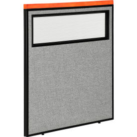 Global Industrial 694758WGY Interion® Deluxe Office Partition Panel with Partial Window, 36-1/4"W x 43-1/2"H, Gray image.