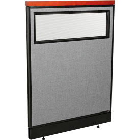 Global Industrial 694766WNGY Interion® Deluxe Office Partition Panel w/Partial Window & Raceway 36-1/4"W x 47-1/2"H Gray image.