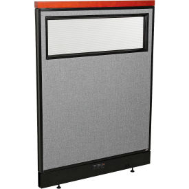 Global Industrial 9900015771 Interion® Deluxe Electric Office Partition Panel with Partial Window, 36-1/4"W x 47-1/2"H, Gray image.