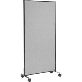 Global Industrial 695788MGY Interion® Mobile Office Partition Panel, 36-1/4"W x 99"H, Gray image.