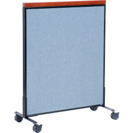 Global Industrial 694967MBL Interion® Mobile Deluxe Office Partition Panel, 36-1/4"W x 46-1/2"H, Blue image.