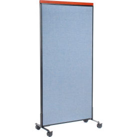 Global Industrial 695792MBL Interion® Mobile Deluxe Office Partition Panel, 36-1/4"W x 100-1/2"H, Blue image.