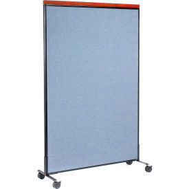 Global Industrial 695793MBL Interion® Mobile Deluxe Office Partition Panel, 48-1/4"W x 100-1/2"H, Blue image.
