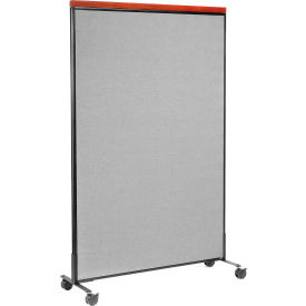 Global Industrial 695793MGY Interion® Mobile Deluxe Office Partition Panel, 48-1/4"W x 100-1/2"H, Gray image.
