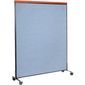 Global Industrial 695794MBL Interion® Mobile Deluxe Office Partition Panel, 60-1/4"W x 100-1/2"H, Blue image.