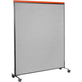 Global Industrial 695794MGY Interion® Mobile Deluxe Office Partition Panel, 60-1/4"W x 100-1/2"H, Gray image.