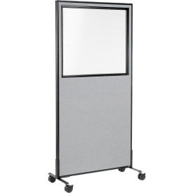 Interion Mobile Office Partition Panel with Partial Window, 24-1/4