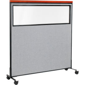Interion® Mobile Deluxe Office Partition Panel with Partial Window 60-1/4""W x 64-1/2""H Gray