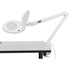Global Industrial 501868 Global Industrial™ 3 Diopter LED Magnifying Lamp, 5000K, Clamp-on, White image.