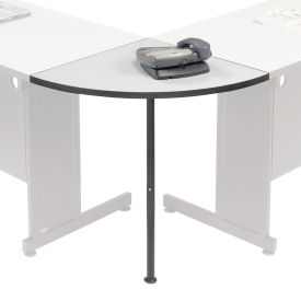 Global Industrial 695298GY Interion® Rounded Corner Tabletop with Support Post, 24" Radius, Gray image.