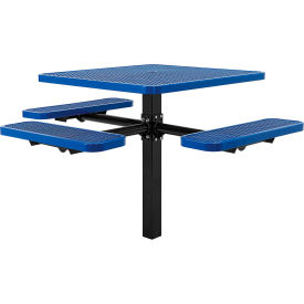 Global Industrial 695295BL Global Industrial™ 46" Square Picnic Table, In Ground Mount, ADA Compliant, Blue image.