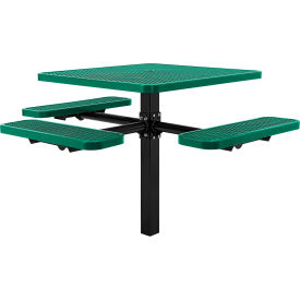 Global Industrial 695295GN Global Industrial™ 46" Square Picnic Table, In Ground Mount, ADA Compliant, Green image.