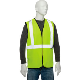 Global Industrial Class 2 Hi-Vis Safety Vest 2"" Reflective Strips Solid Lime Size 2XL/3XL