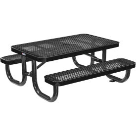 Global Industrial 695485KBK Global Industrial™ 4 Rectangular Kids Picnic Table, Expanded Metal, Black image.