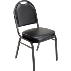 Global Industrial 695493 Interion® Banquet Chair With Round Back, Vinyl, Black image.