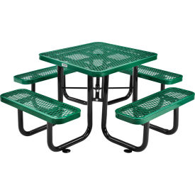 Global Industrial 695501GN Global Industrial™ 36" Square Picnic Table, Expanded Metal, Green image.