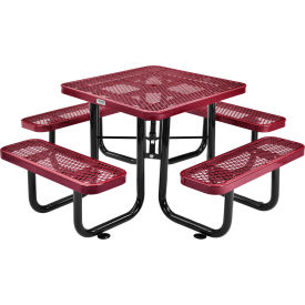Global Industrial 695501RD Global Industrial™ 36" Square Picnic Table, Expanded Metal, Red image.