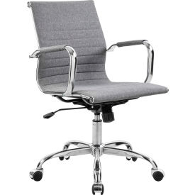 Global Industrial 695503FGY Interion® Conference Room Chair with Mid Back & Fixed Arms, Fabric, Gray image.