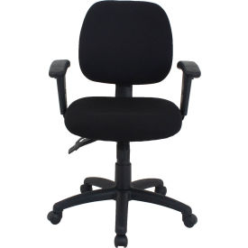 Global Industrial 695505 Interion® 24 Hour Fabric Task Chair With Mid Back & Adjustable Arms, Black image.