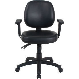 Global Industrial 695506 Interion® 24 Hour Task Chair With Mid Back & Adjustable Arms, Vinyl, Black image.